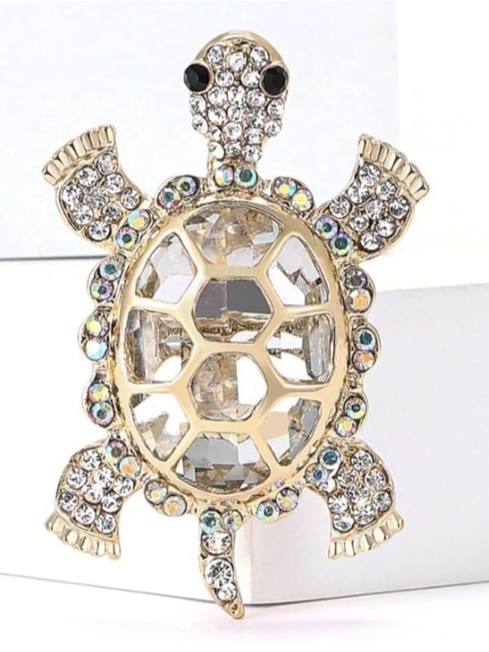 Crystal Turtle Brooch